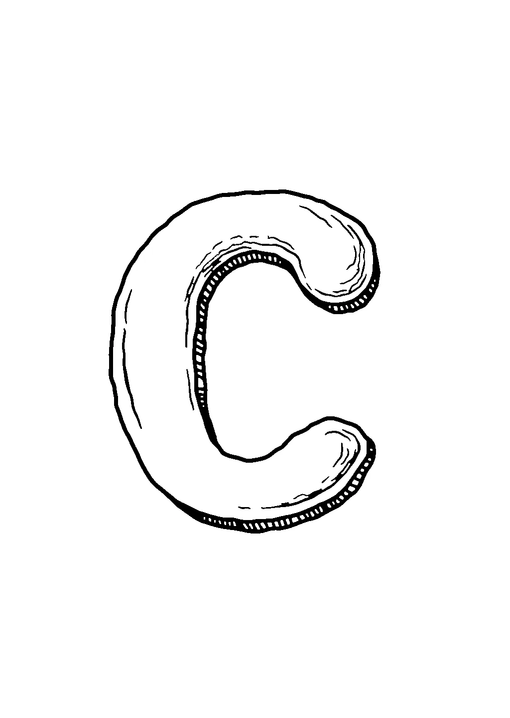 Disegno da colorare di lettera C con casa