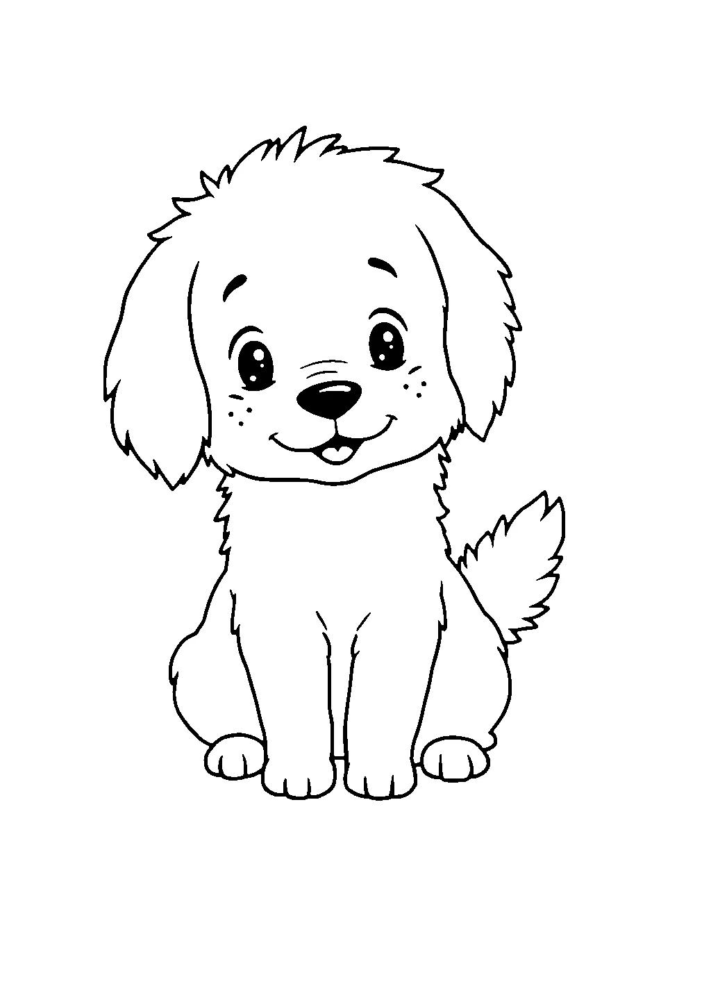 Disegno di un cagnolino allegro con la coda scodinzolante da colorare