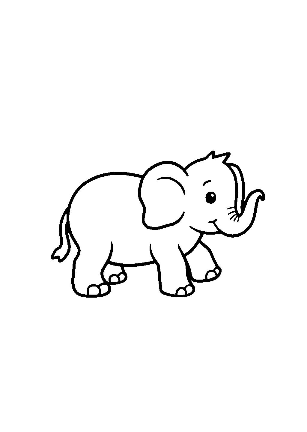 Disegno di un elefante visto di lato con grandi orecchie da colorare