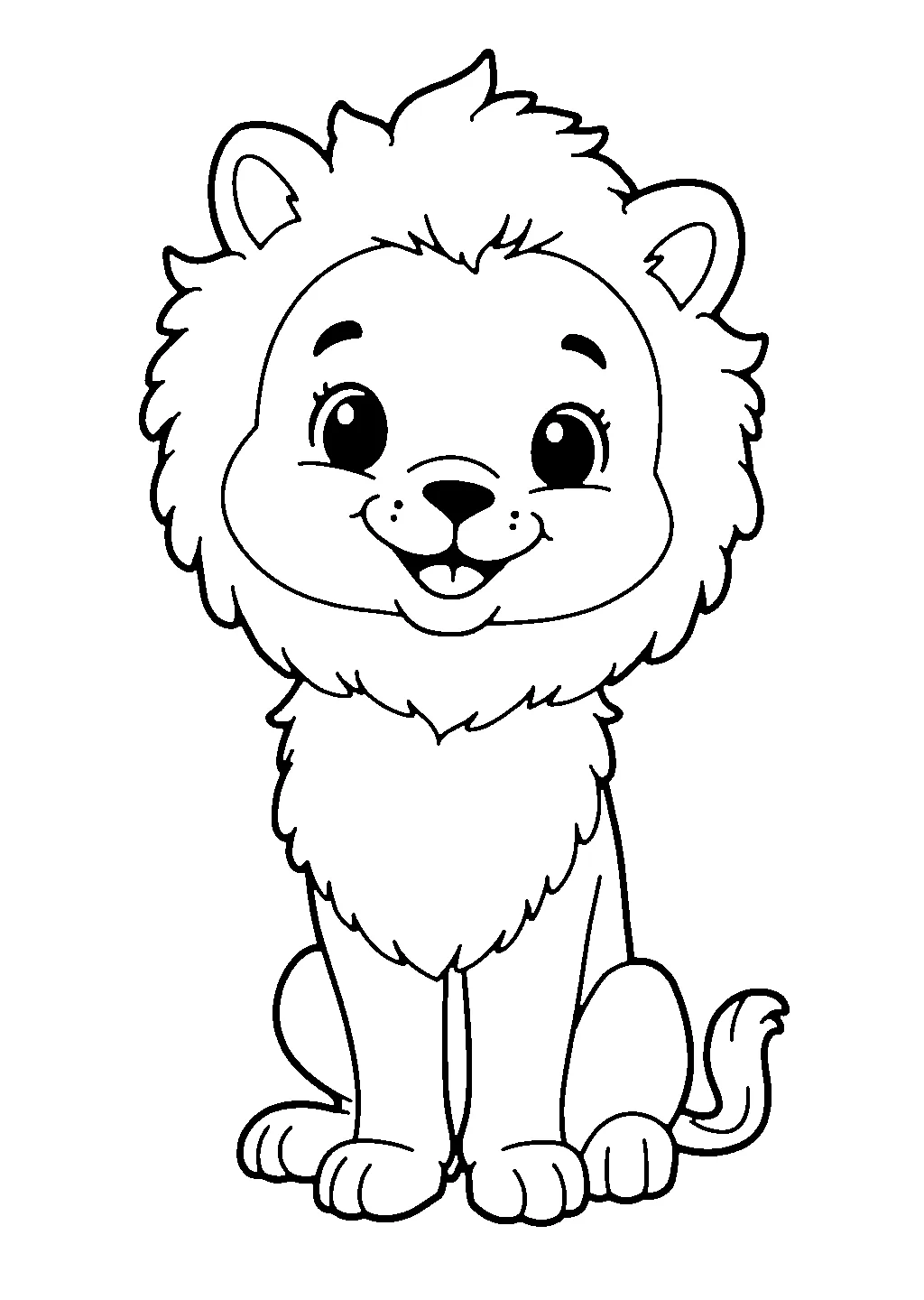 Disegno di un leone maschio con folta criniera da colorare per bambini