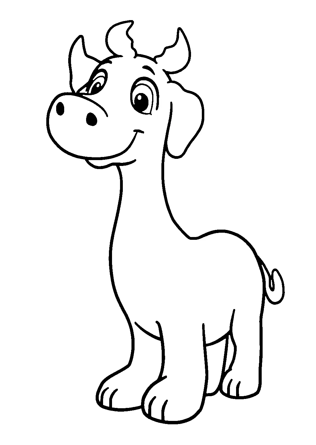 Disegno di una mucca che pascola in un prato da colorare