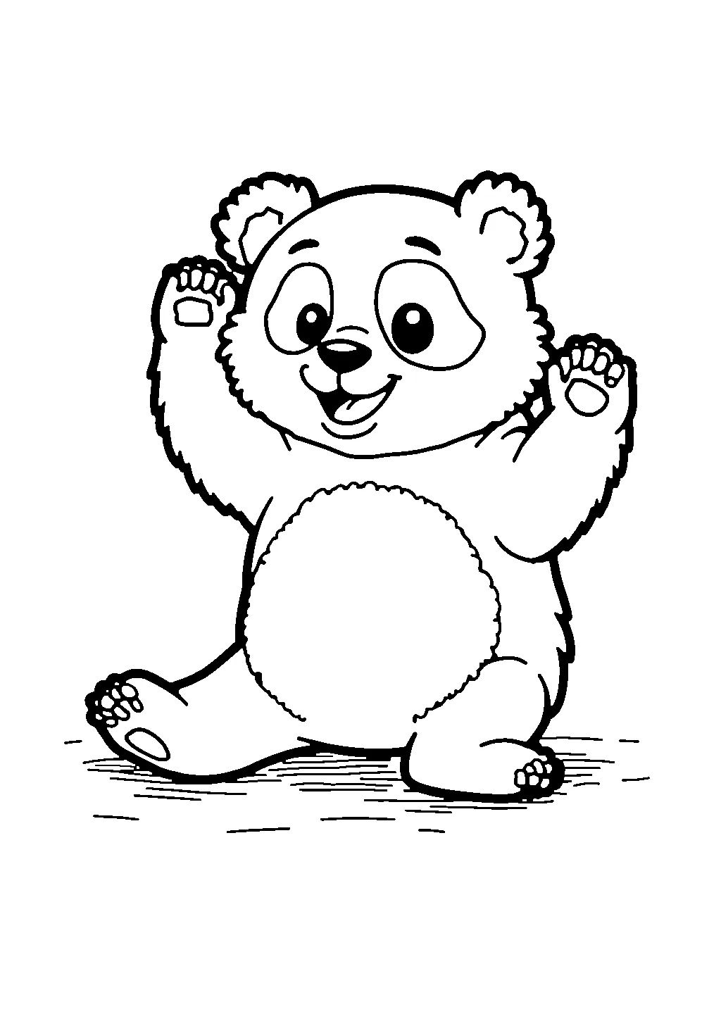 Disegno di un panda seduto che mangia una canna di bambù da colorare