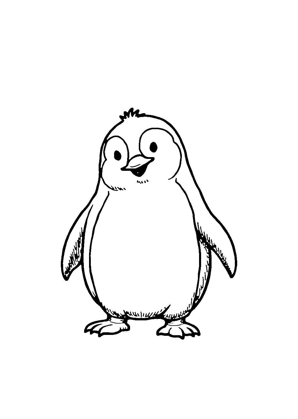 Disegno di un pinguino con le ali aperte da colorare