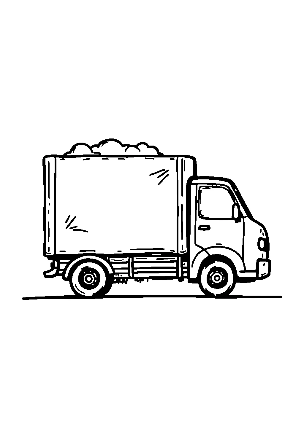 Disegno di un camion per la raccolta rifiuti con cassone posteriore da colorare