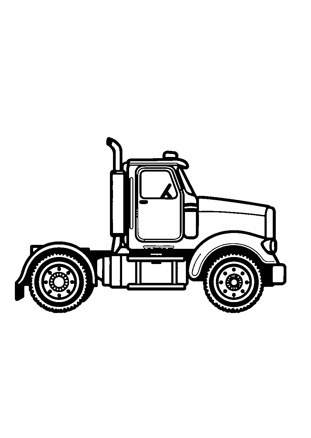 Disegno di un camion motrice con cabina di profilo da colorare per bambini