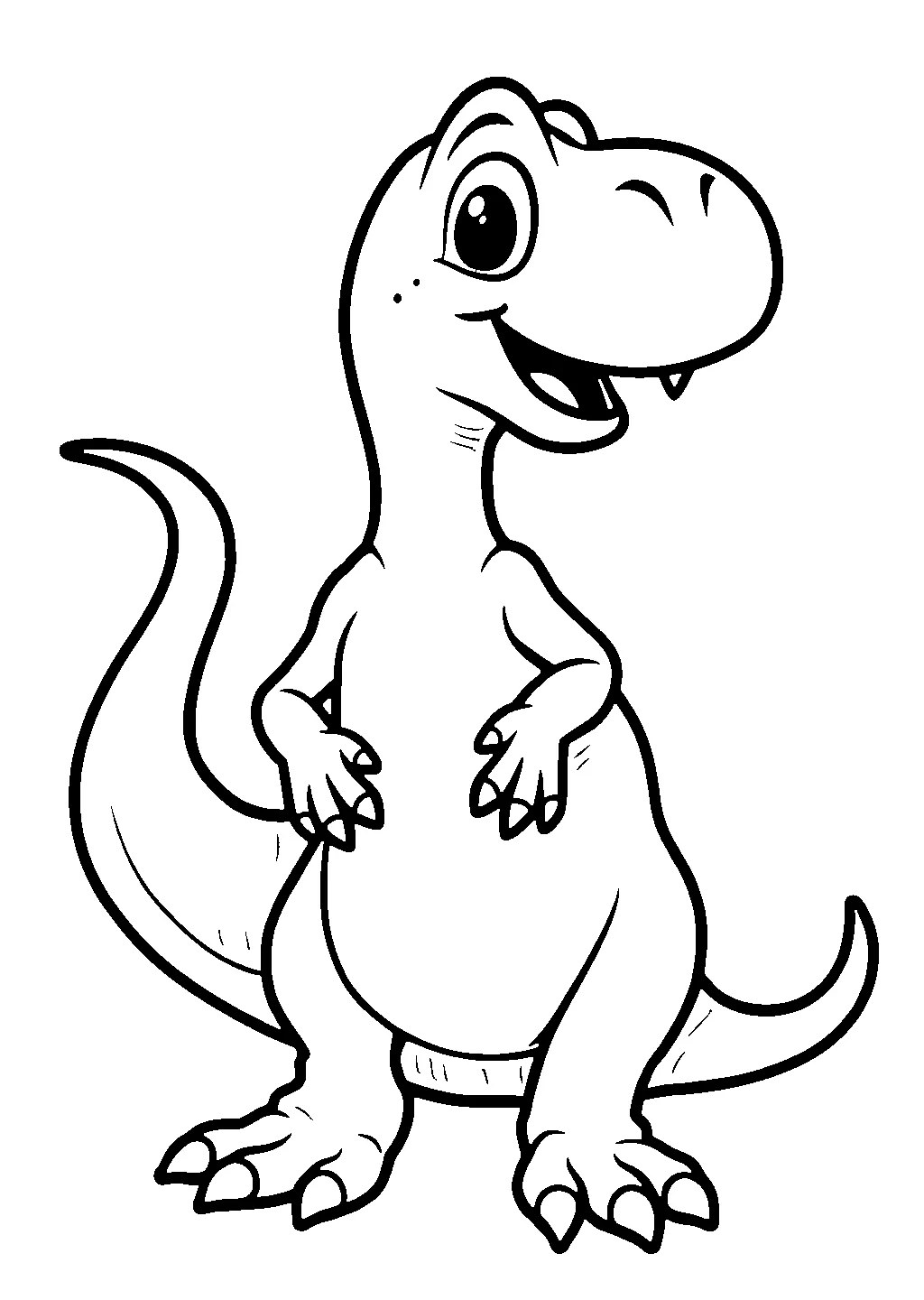 Disegno di un feroce dinosauro carnivoro che ruggisce a bocca aperta da colorare