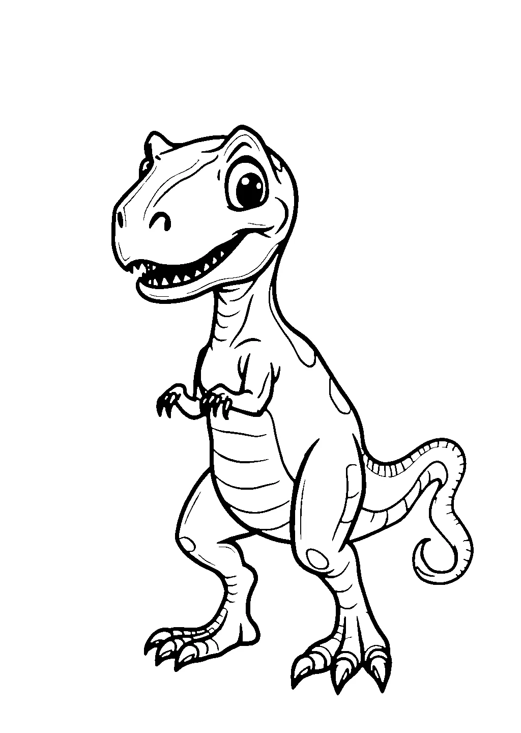 Disegno di un velociraptor in corsa con zampe artigliate e coda tesa da colorare