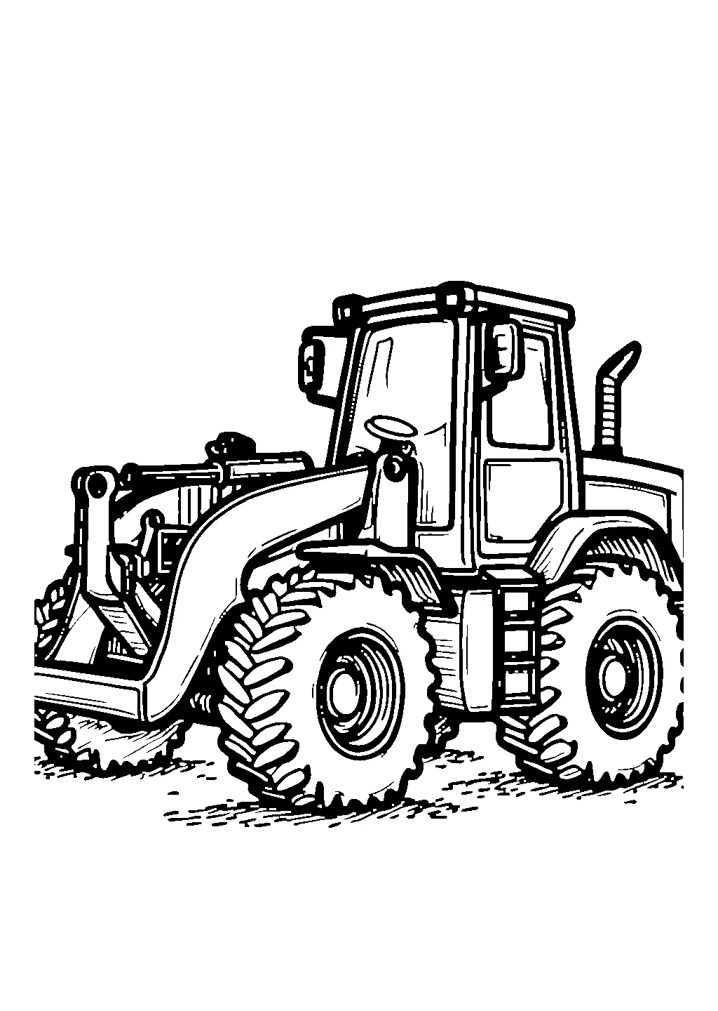 Disegno da colorare di una pala meccanica al lavoro mentre carica materiale