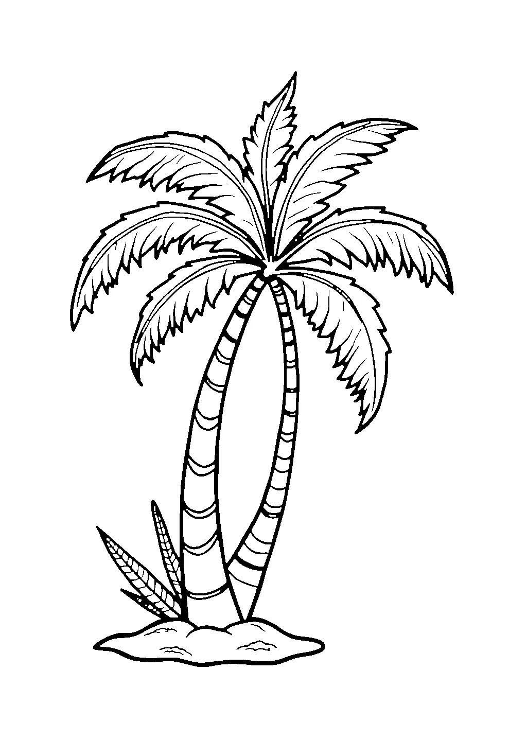 Disegno da colorare di palma su un'isola