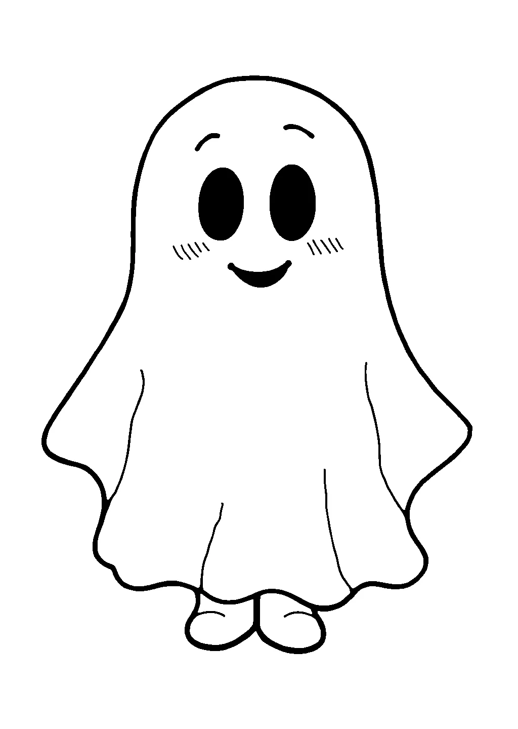Disegno da colorare di un bambino con un lenzuolo travestito da fantasma per Halloween