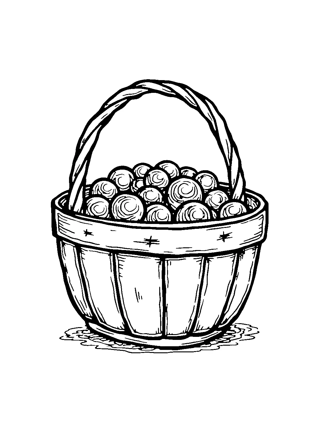 Disegno da colorare di un cesto pieno di caramelle e dolcetti a tema Halloween