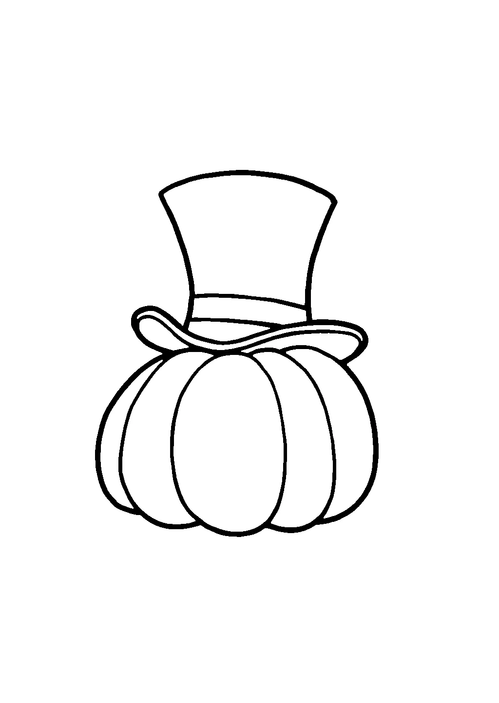 Disegno da colorare di una zucca di Halloween che indossa un elegante cappello a cilindro