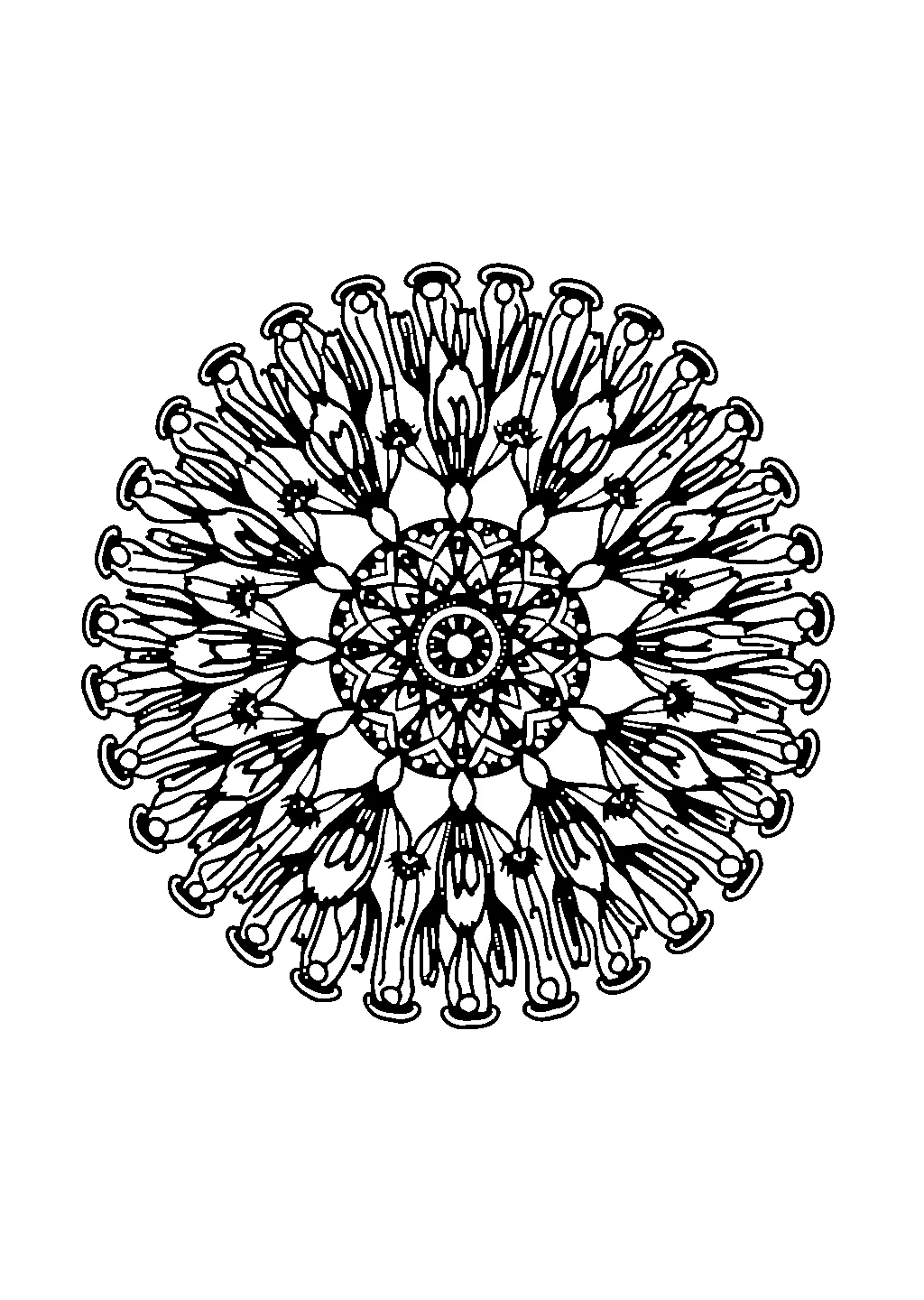 Disegno da colorare di mandala a caleidoscopio