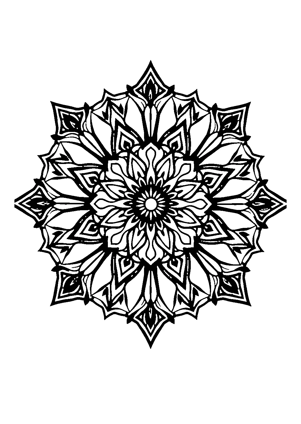 Disegno di mandala geometrico a forma di stella decorato con arabeschi intrecciati