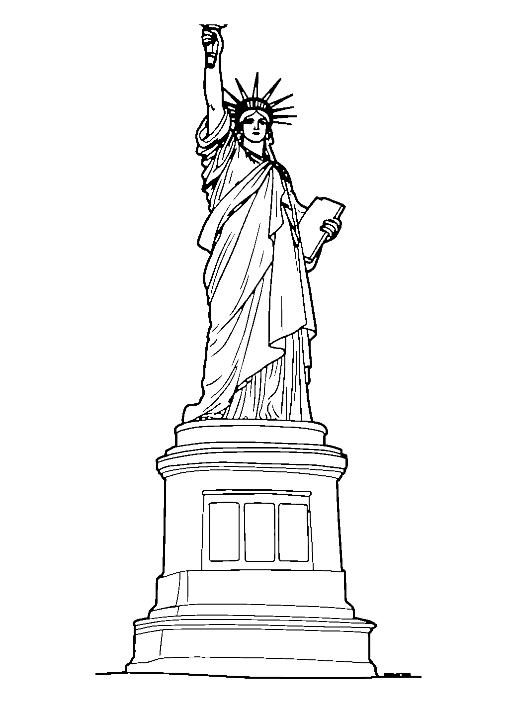 Disegno della statua con torcia e corona da colorare per bambini
