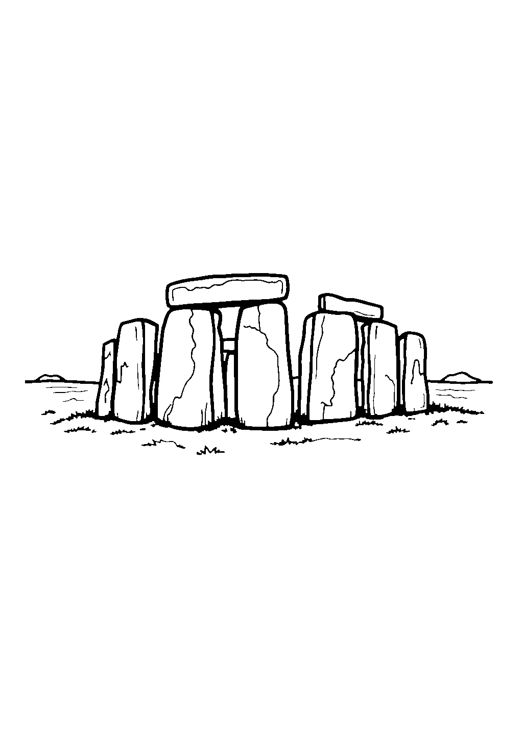 Illustrazione del cerchio di pietre preistoriche di Stonehenge da colorare