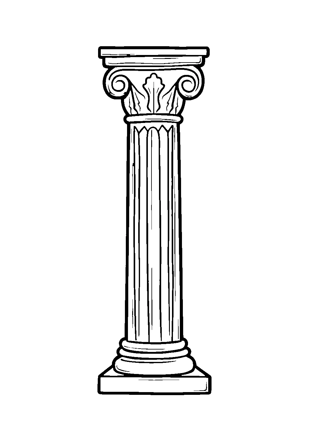 Disegno da colorare di un tempio antico con colonne e frontone triangolare