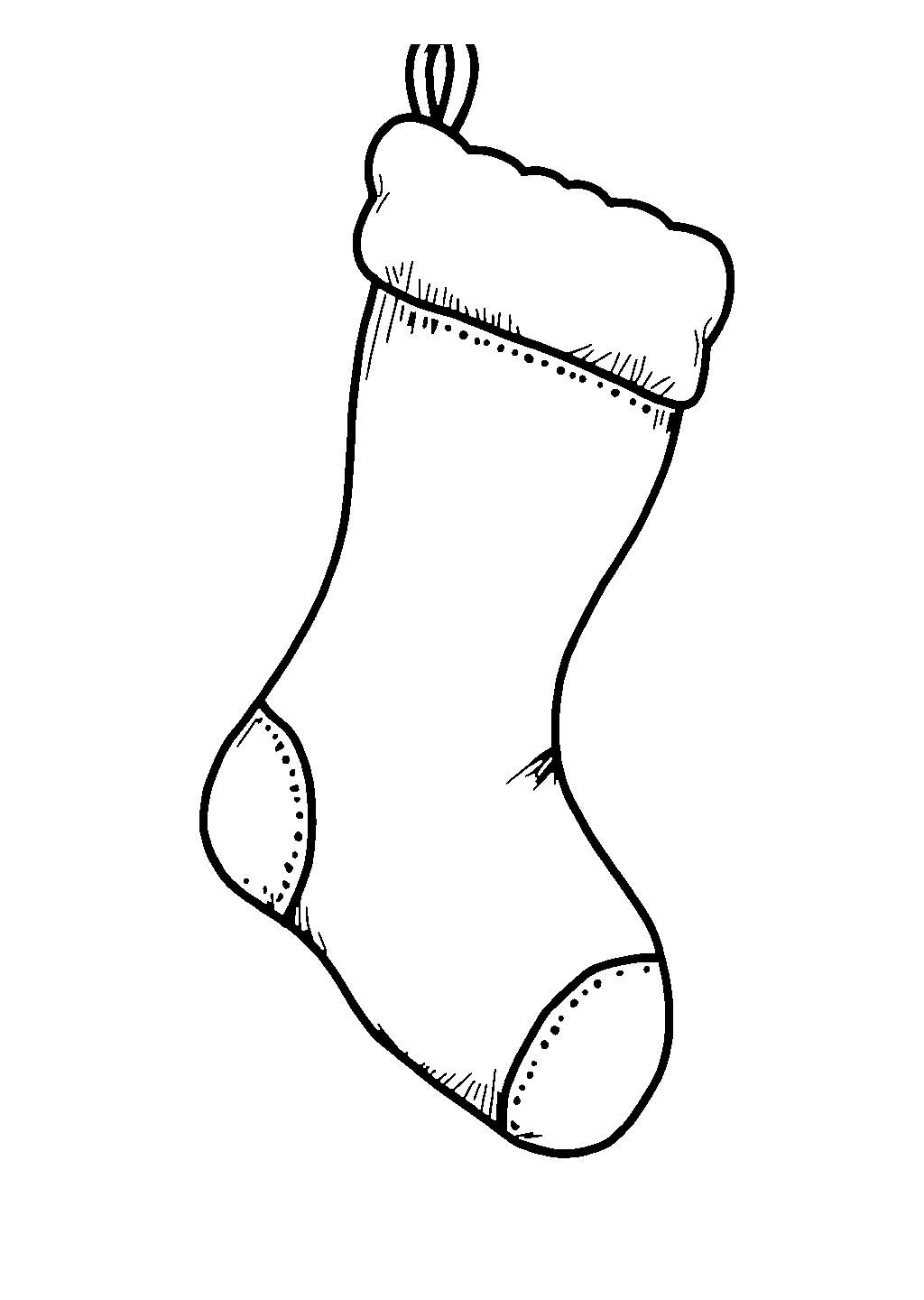 Disegno di una calza della Befana decorata da colorare