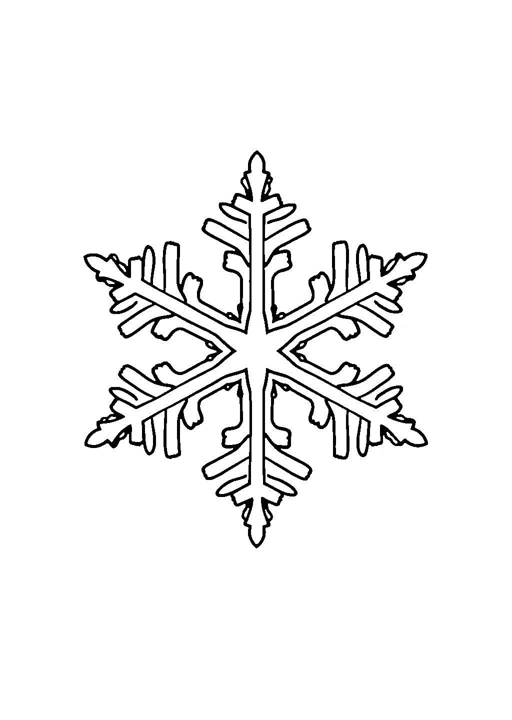 Disegno di un fiocco di neve con motivi geometrici simmetrici da colorare