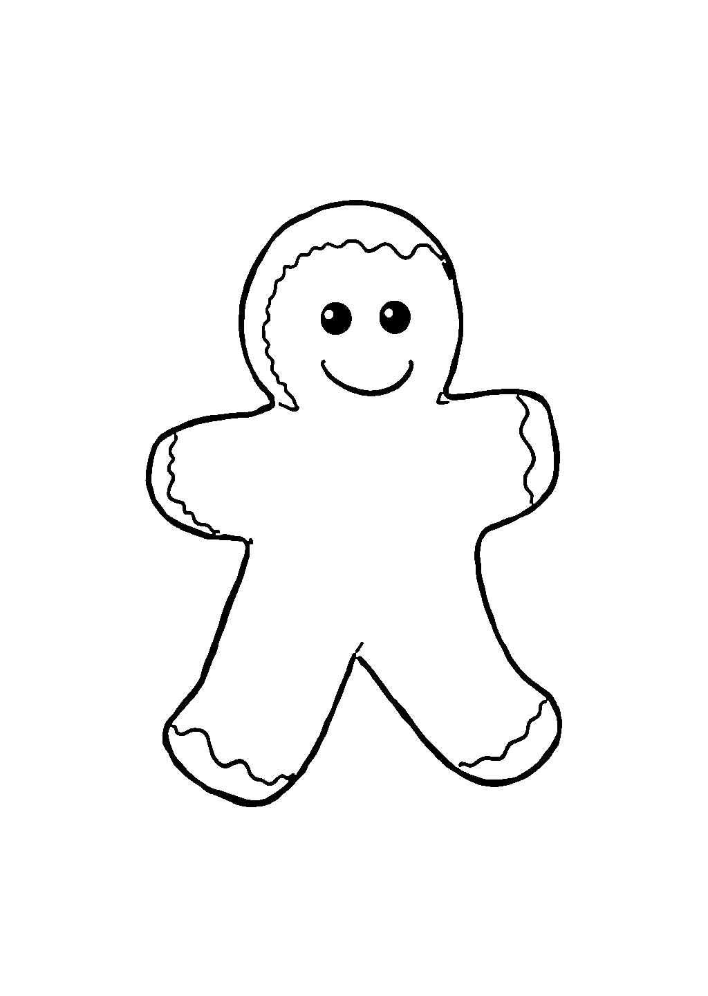 Disegno di un biscotto a forma di omino natalizio da colorare per bambini