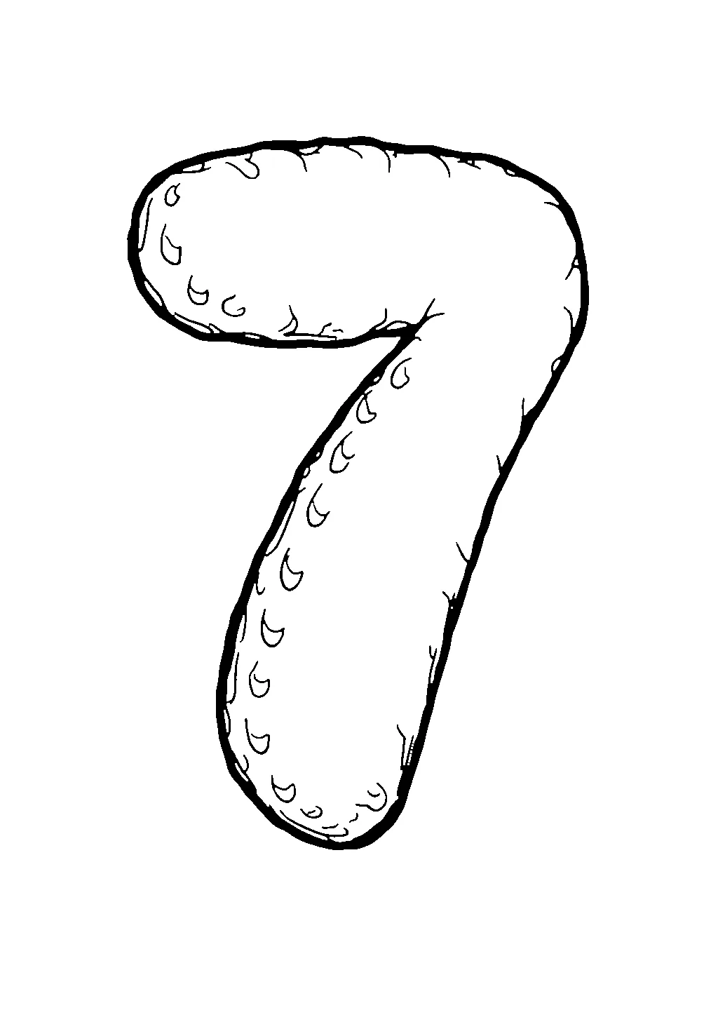 Disegno da colorare di numero 7 con sette foglie