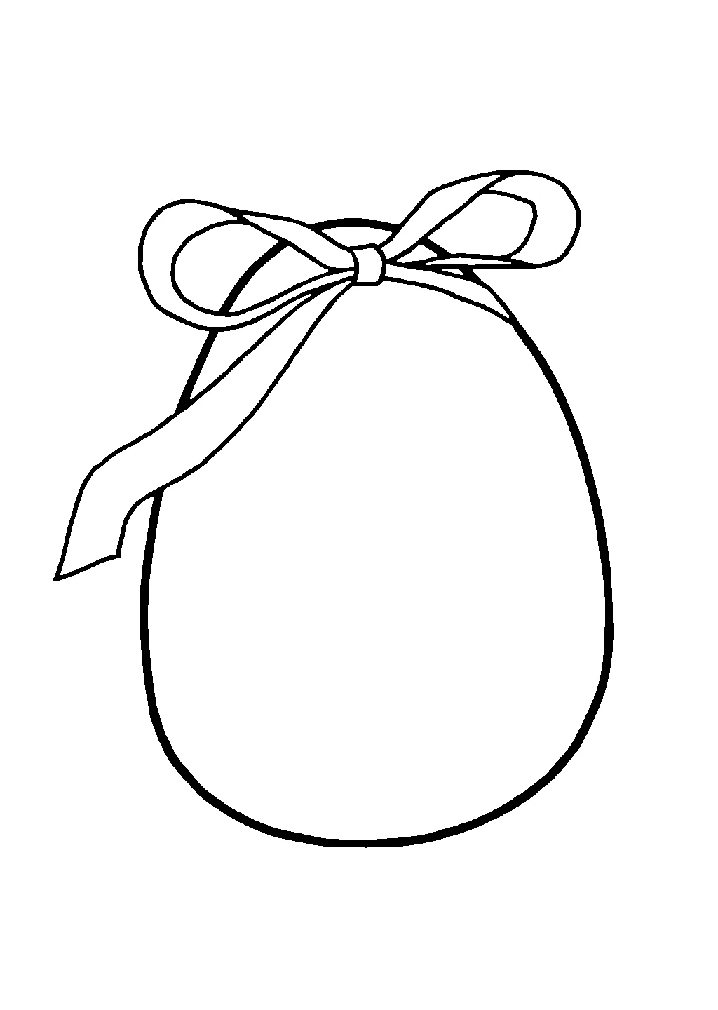 Disegno di un grande uovo decorato con fiocco e nastro da colorare