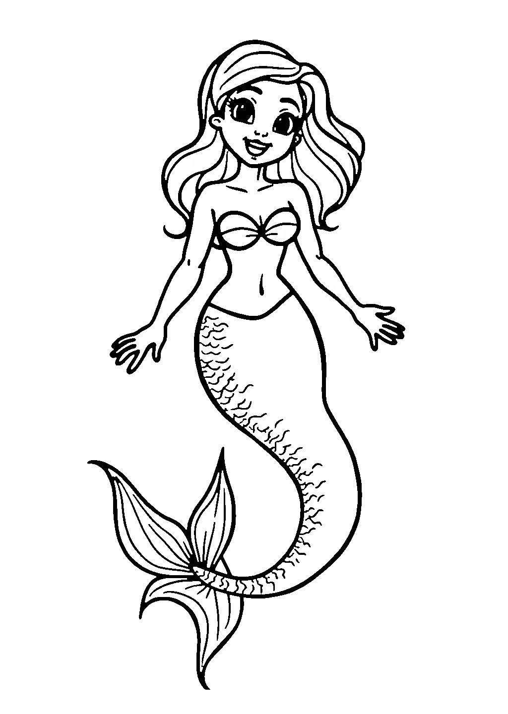 Disegno da colorare di una sirena che regge un tridente