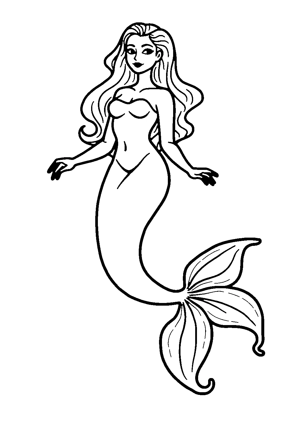 Disegno da colorare di una sirena accanto a un cavalluccio marino