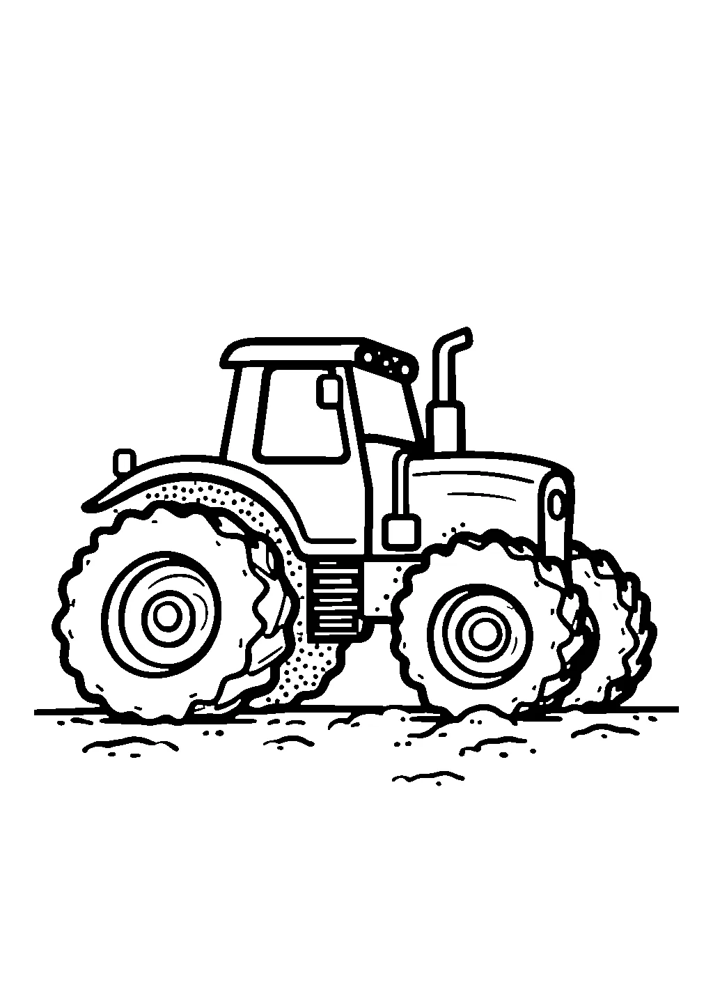 Disegno da colorare di un trattore agricolo che traina un carro pieno di fieno