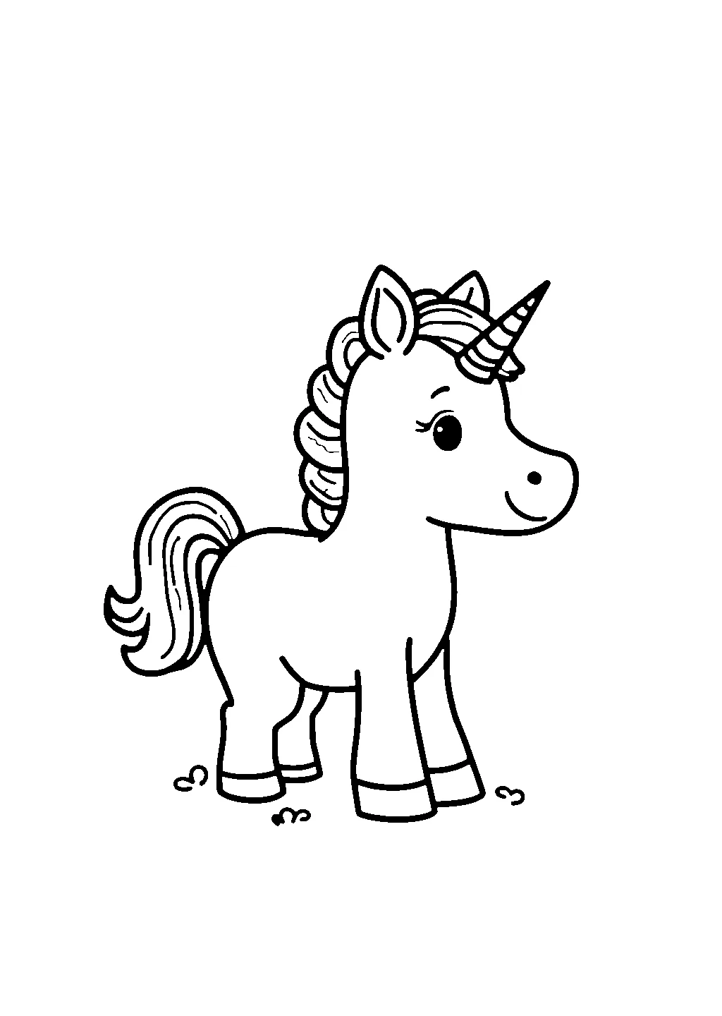 Unicorno disteso e dormiente tra nuvole soffici da colorare