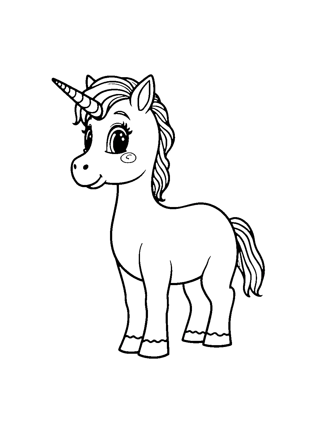 Disegno di unicorno alato pronto da colorare per bambini