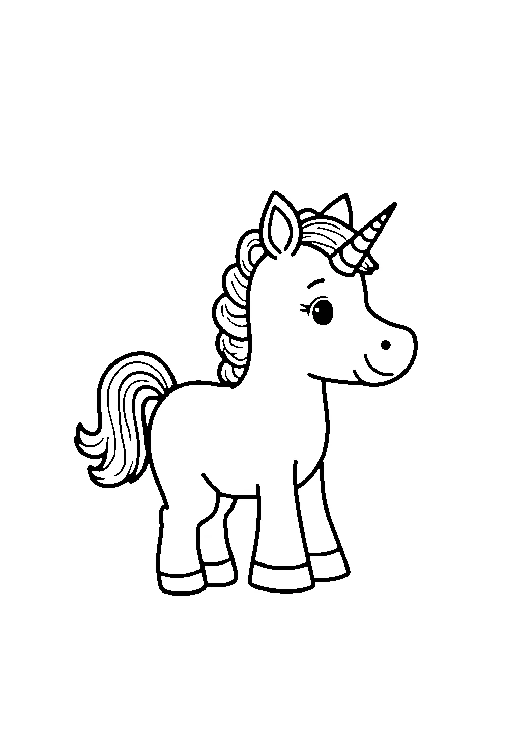 Disegno di unicorno con arcobaleno sullo sfondo da colorare