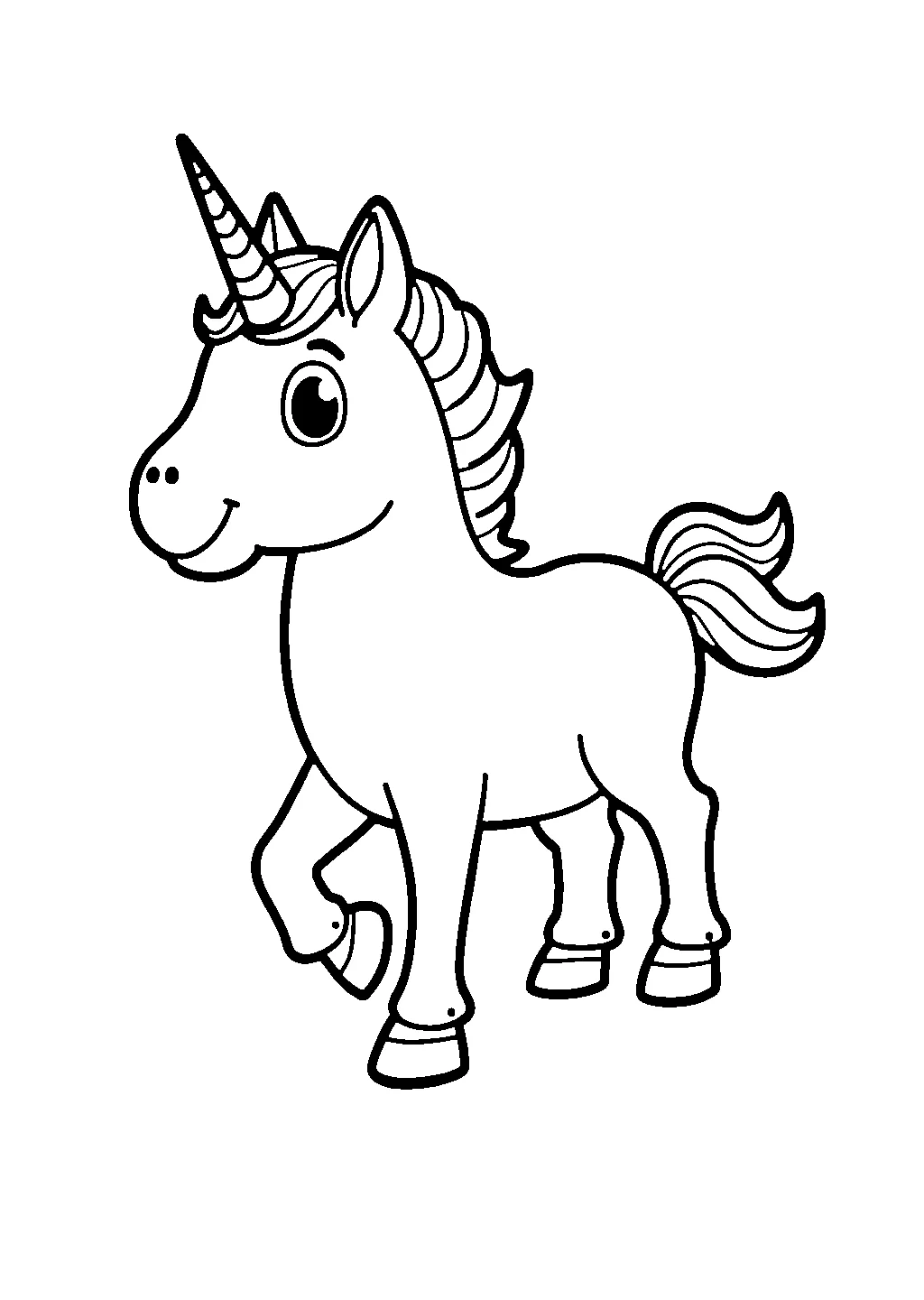 Disegno di piccolo unicorno cucciolo da colorare per bambini